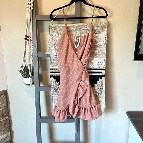 Free People | Dresses | Free People Pink Polka Dot Wrap Dress 31 | Poshmark